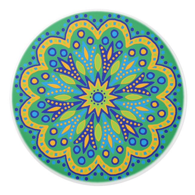 Bouton De Porte En Céramique Boho Design marocain (Devant)