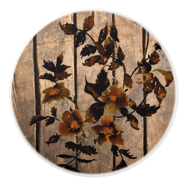 Bouton De Porte En Céramique Bois rose rustique (Devant)