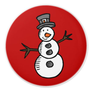 Bouton De Porte En Céramique Bonhomme de neige