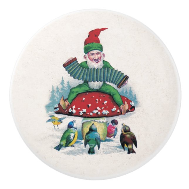 Bouton De Porte En Céramique Bonne Gnome forestière (Devant)