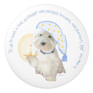 Bouton De Porte En Céramique Bonne nuit Westie