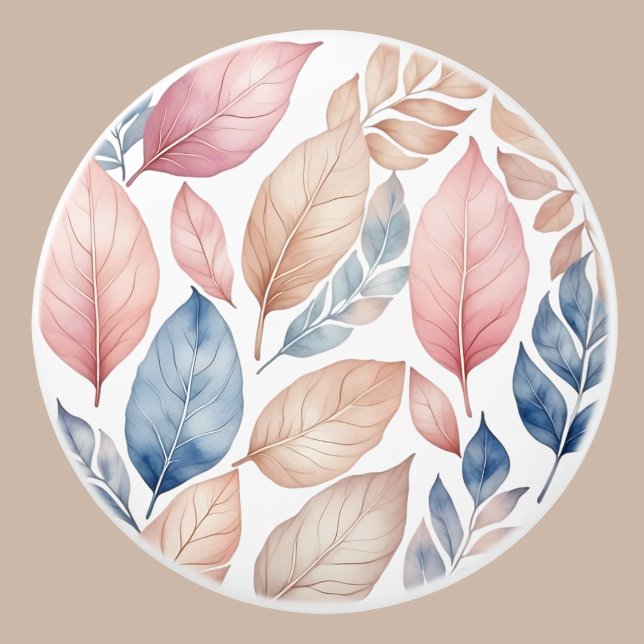 Bouton De Porte En Céramique Botanique Boho Automne Feuilles Motif (Créateur téléchargé)
