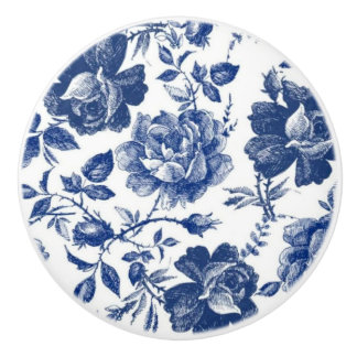 Bouton De Porte En Céramique Boucles rose bleu