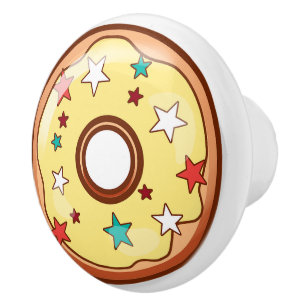 Bouton De Porte En Céramique Bouillie jaune avec des arroses