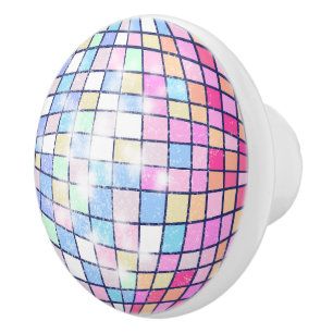 Bouton De Porte En Céramique Boule Disco Colorée