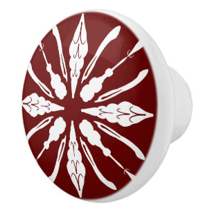 Bouton De Porte En Céramique Bourgogne et blanc