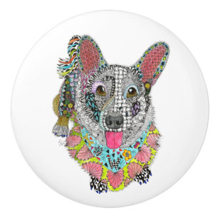 Bouton De Porte En Céramique Bouton de porte Cardigan Welsh Corgi - Céramique