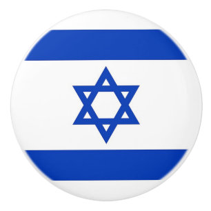 Bouton De Porte En Céramique Bouton en céramique avec drapeau d'Israël