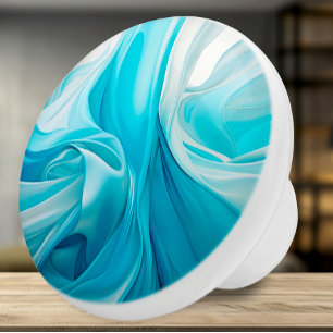 Bouton De Porte En Céramique Bouton en céramique bleue d'inspiration textile Ab