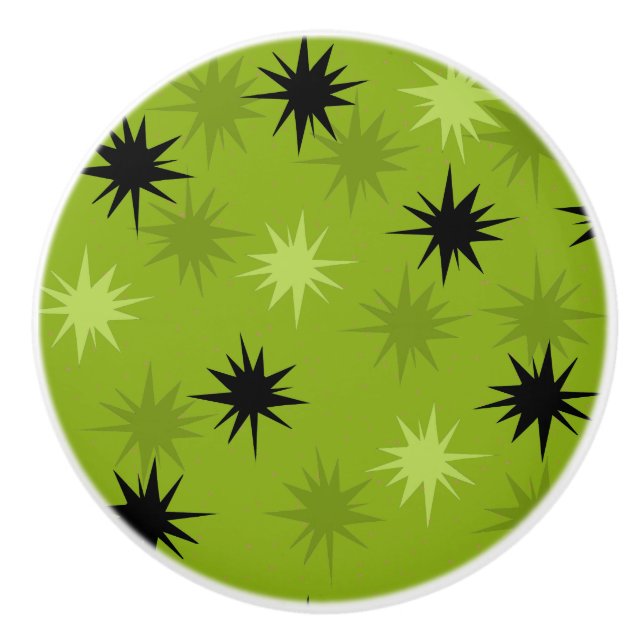 Bouton De Porte En Céramique Bouton en céramique de Starbursts Green atomique (Devant)