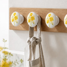 Bouton en céramique floral jaune