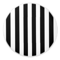 Bouton en céramique rayé noir et blanc