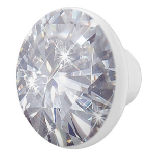 Bouton De Porte En Céramique Bouton rond en céramique diamant blanc Faux