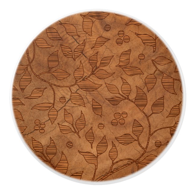 Bouton De Porte En Céramique Branches feuillues Brown (Devant)