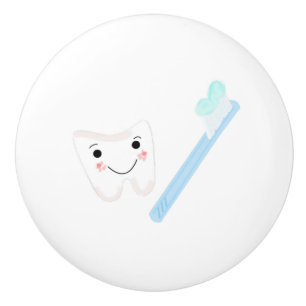 Bouton De Porte En Céramique Brosse à dents et à dents mignonnes