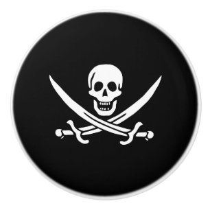 Bouton De Porte En Céramique Câble en céramique, crâne et lames de pirates