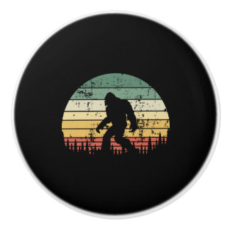 Bouton De Porte En Céramique Cadeau Bigfoot Retro Sunset