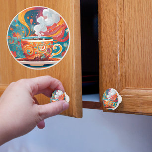 Bouton De Porte En Céramique Café Whimsical