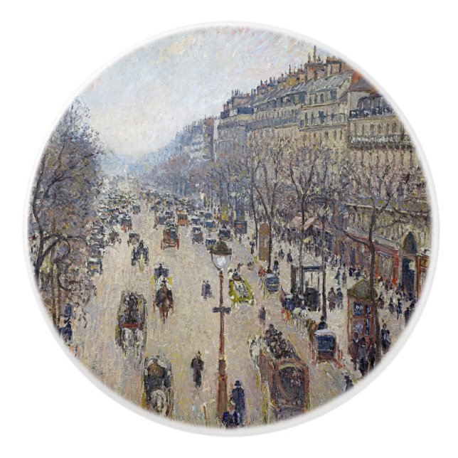 Bouton De Porte En Céramique Camille Pissarro - Boulevard Montmartre, matin (Devant)