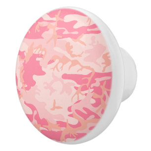 Bouton De Porte En Céramique Camouflage rose, Armée