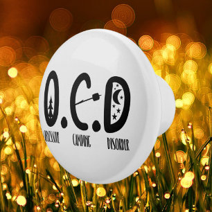 Bouton De Porte En Céramique camping mignon camper mot art