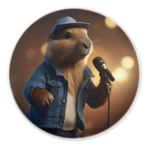 Bouton De Porte En Céramique Capybara County Western Singer,