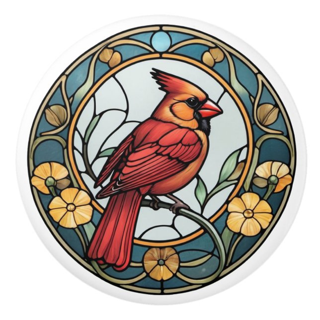 Bouton De Porte En Céramique Cardinal en verre tendu (Devant)