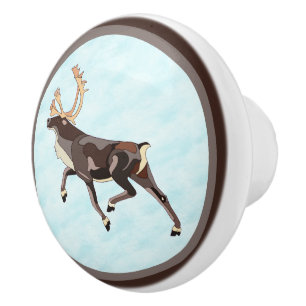 Bouton De Porte En Céramique Caribou/Reindeer d'art populaire