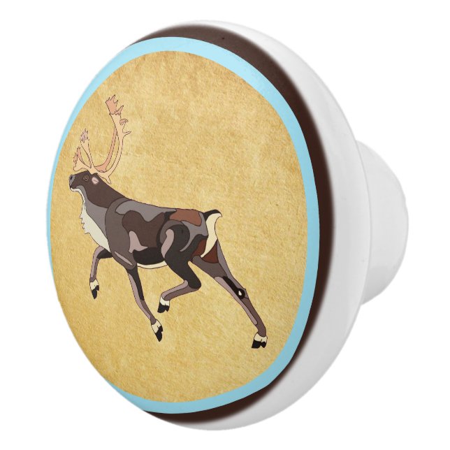Bouton De Porte En Céramique Caribou/Reindeer d'art populaire (Droite)