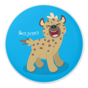 Bouton De Porte En Céramique Caricature amusante hyena riant illustration