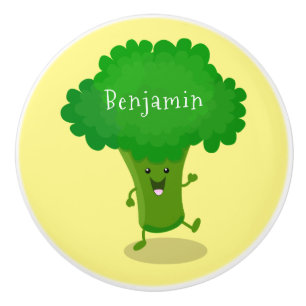 Bouton De Porte En Céramique Caricature de brocoli dansant Cute kawaii