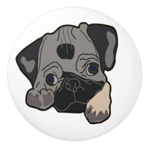 BOUTON DE PORTE EN CÉRAMIQUE CARLIN PUPPY