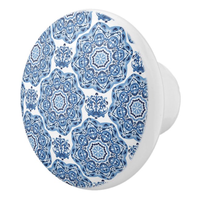 Bouton De Porte En Céramique Carreau d'impression bleu (Droite)