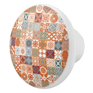 Bouton De Porte En Céramique Carreau marocain orange