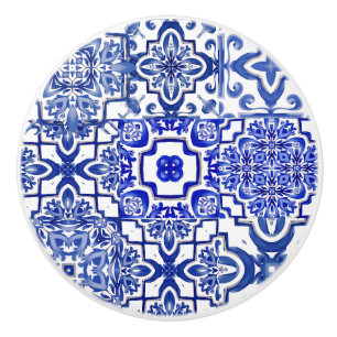 Bouton De Porte En Céramique Carreaux bleus, mosaïque, majolica,