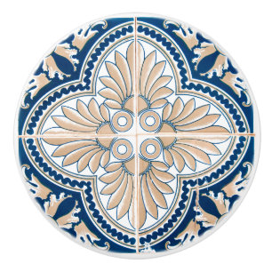 Bouton De Porte En Céramique Carrelage bleu méditerranéen traditionnel