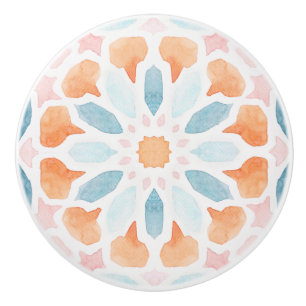 Bouton De Porte En Céramique Carrelage Marrocan en orange Ceramic Knob