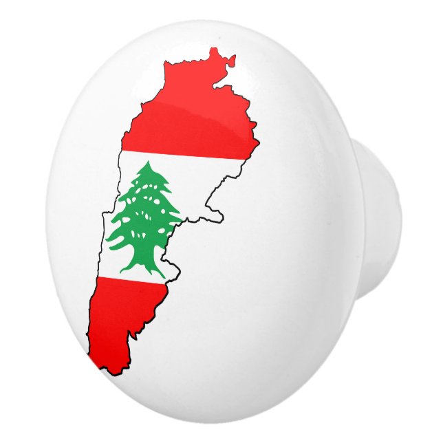 Bouton De Porte En Céramique Carte du Liban avec drapeau (Droite)