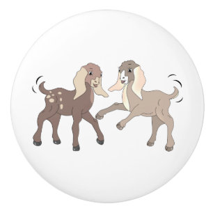 Bouton De Porte En Céramique Cartoon Nubian Chèvre Kids
