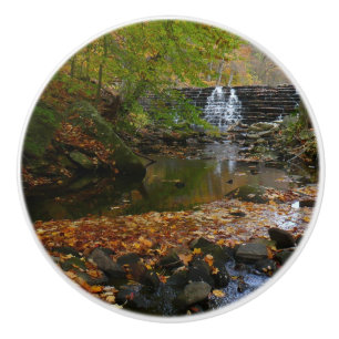 Bouton De Porte En Céramique Cascade automnale et Creek Pennsylvania Nature