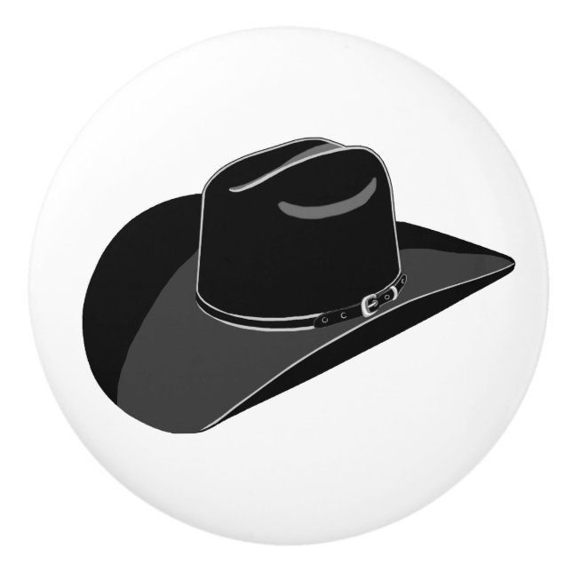 Bouton De Porte En Céramique Casquette Cowboy (Devant)