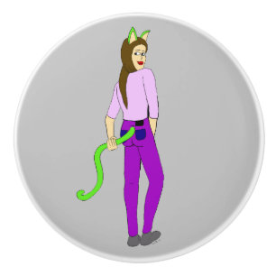 Bouton De Porte En Céramique catgirl