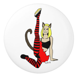 Bouton De Porte En Céramique catgirl