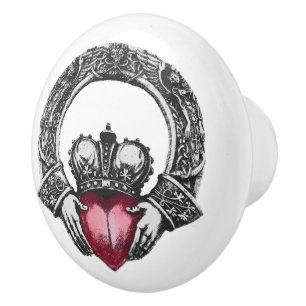 Bouton De Porte En Céramique Celtic Claddagh