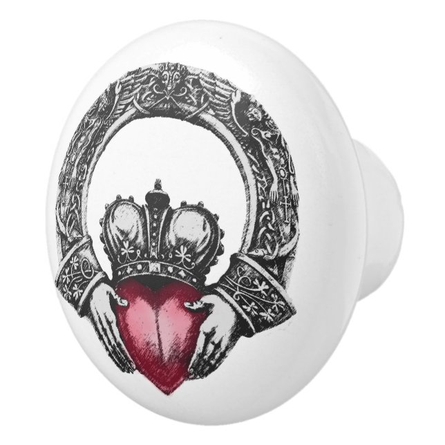 Bouton De Porte En Céramique Celtic Claddagh (Droite)