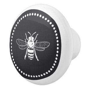 Bouton De Porte En Céramique Cendrée   Illustration Vintage de l'abeille