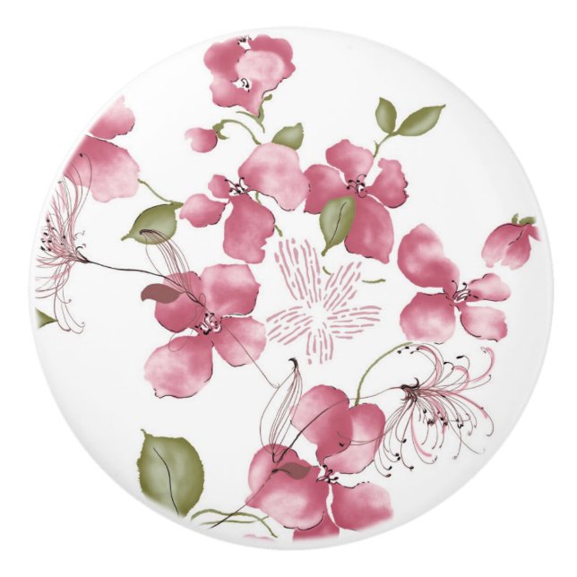 Bouton De Porte En Céramique Ceramic Knob/Floral (Devant)