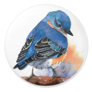 Bouton De Porte En Céramique Ceramic Knods - Aquarelles Blue Bird