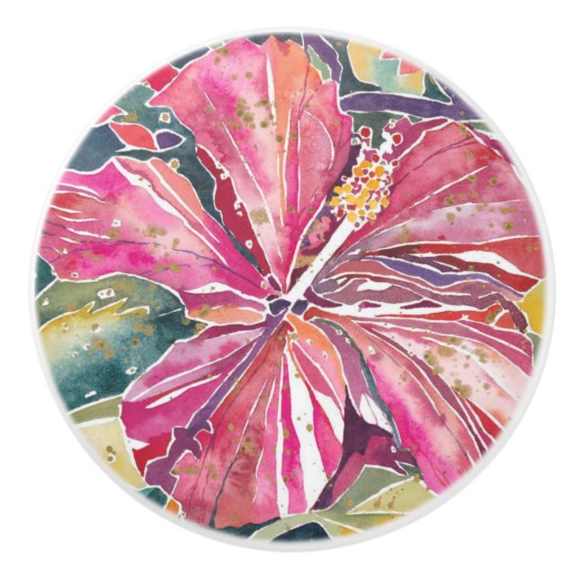 Bouton De Porte En Céramique Ceramic Knows - Hibiscus Flower (Devant)