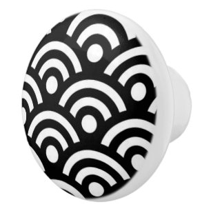 Bouton De Porte En Céramique Céramique noire et blanche
